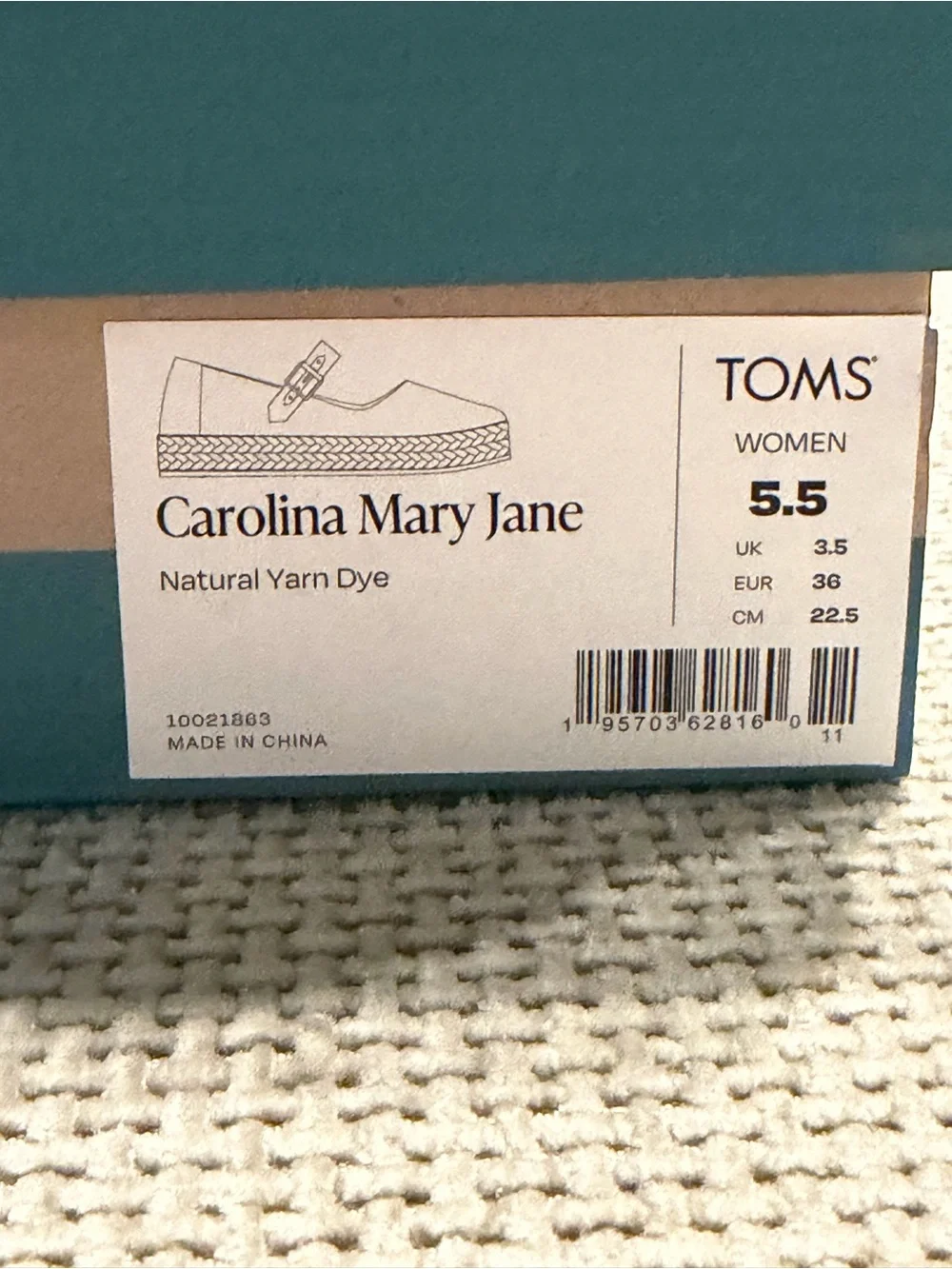 New with box TOMS Carolina Mary Jane Espadrille